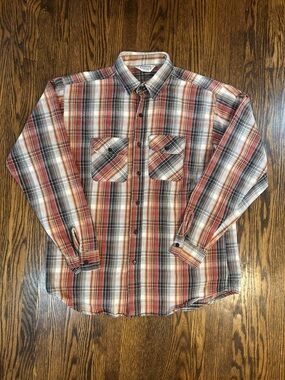 Vintage 90s Five Brother Thick Flannel Plaid Shirt Made in USA